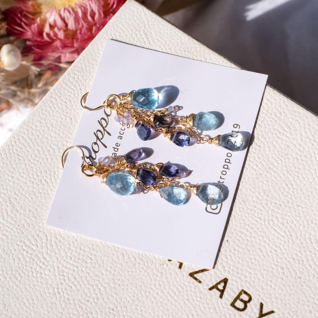 14kgfスカイブルートパーズピアス/イヤリング