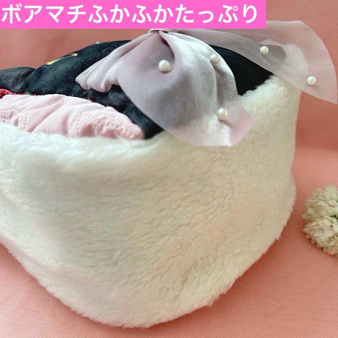 ね*様 猫ちゃんキルト＆ボア　ビッグ黒猫ちゃん　コヤンイサムチョン　ラウンドトー