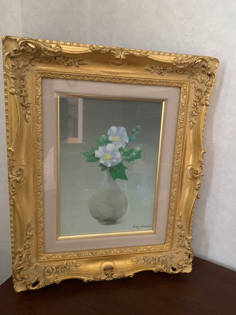 花瓶の花絵画 金色フレーム