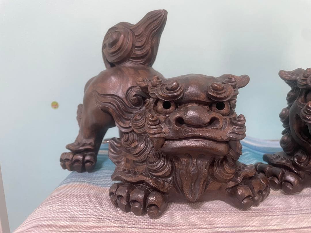 陶器製 獅子像 2体セット