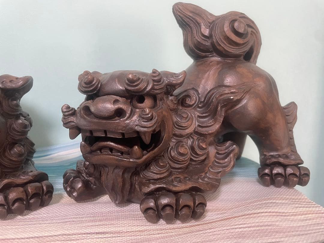 陶器製 獅子像 2体セット