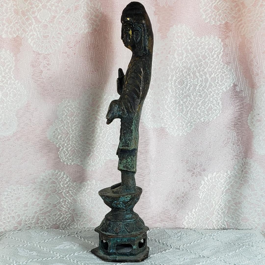 【新羅仏】◆金銅如来立像 全高:27.4cm 仏像◆検）天平仏 飛鳥仏 高麗仏