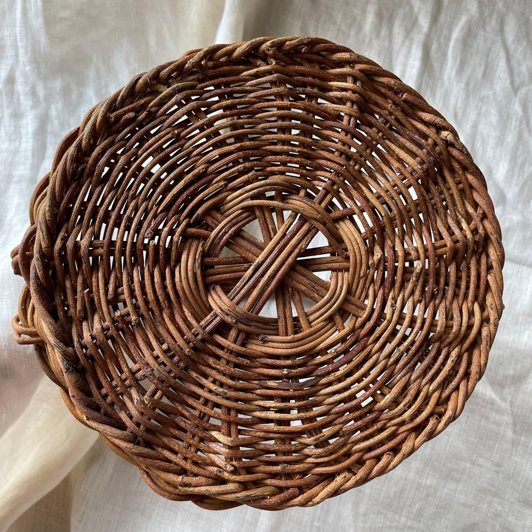 あけび　持ち手つき　バスケット　かご　古道具