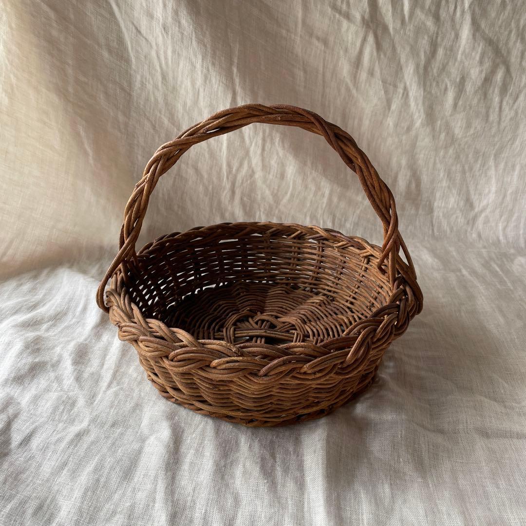 あけび　持ち手つき　バスケット　かご　古道具