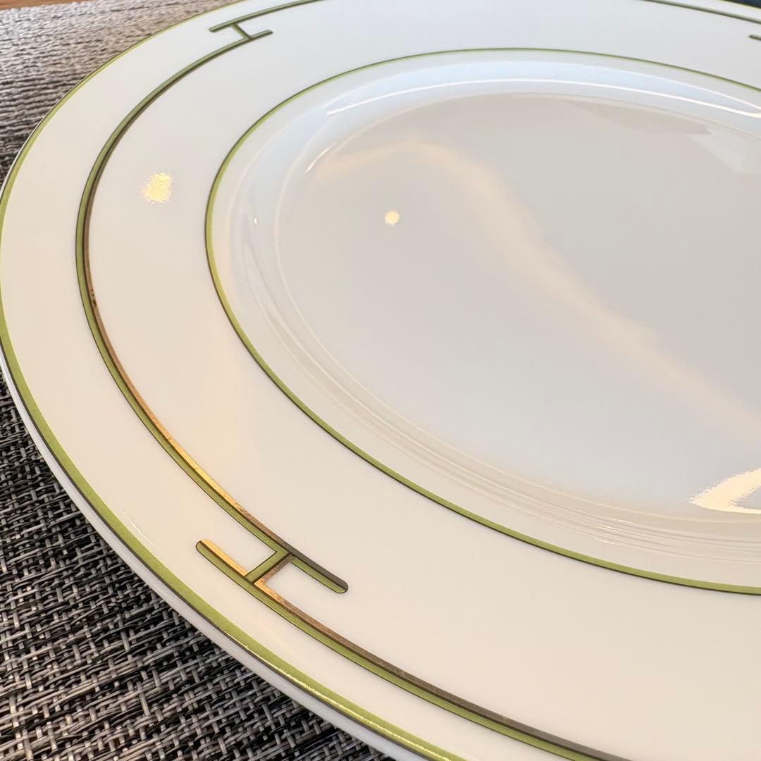 HERMES エルメス リズム　大皿 ディナープレート グリーン27.5cm