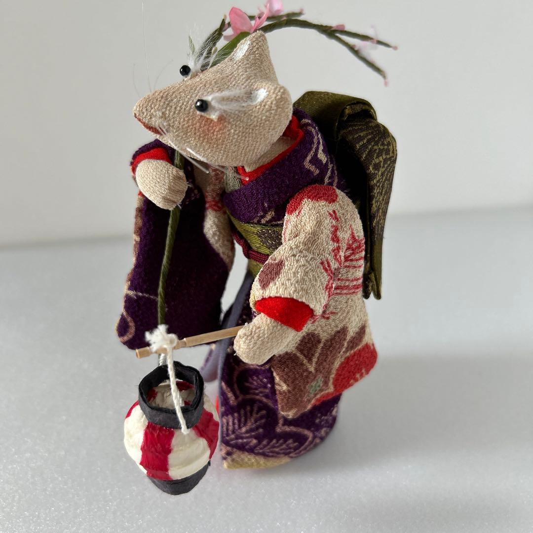 創作人形　古布　縮緬細工　キツネ　ハンドメイド