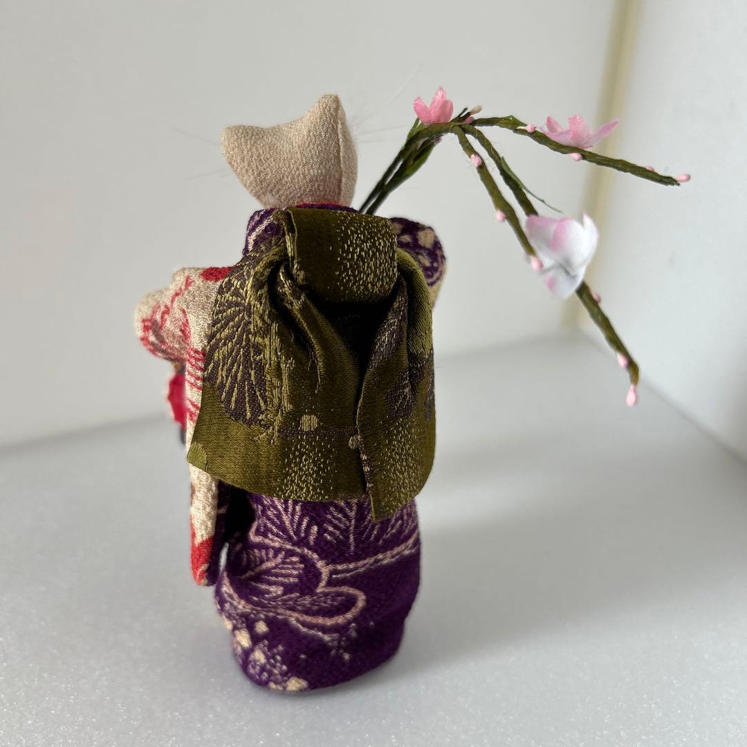 創作人形　古布　縮緬細工　キツネ　ハンドメイド