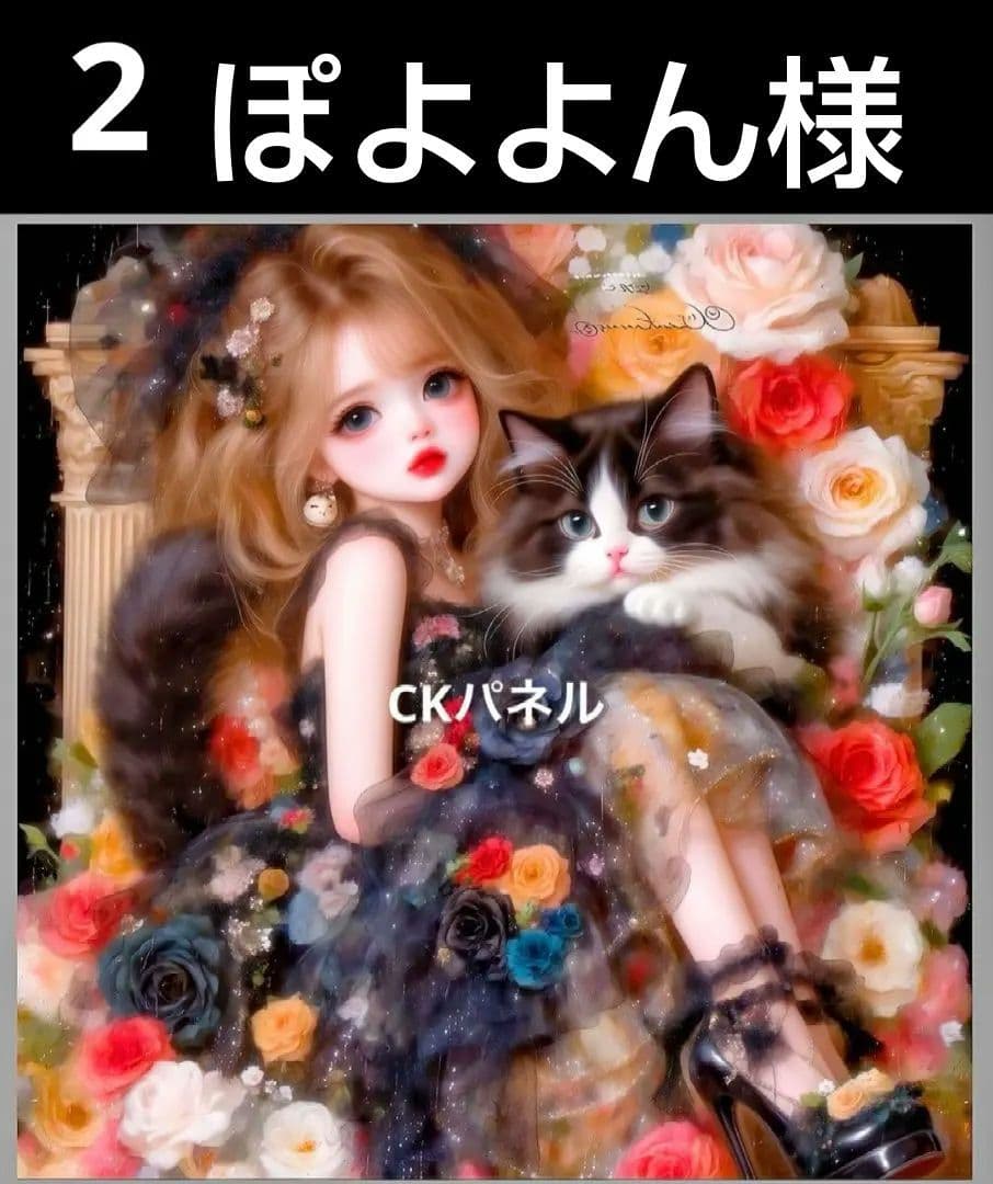オーダーページ　ハンカチ328 女の子ねこちゃん柄　ハンドメイド2/21
