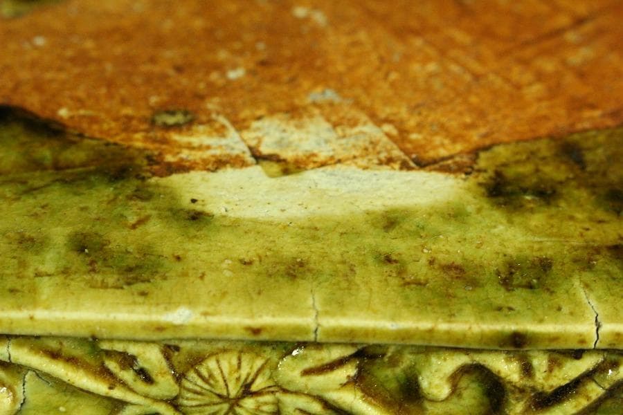 茶道具 織部 敷き瓦 時代(K-YC723)