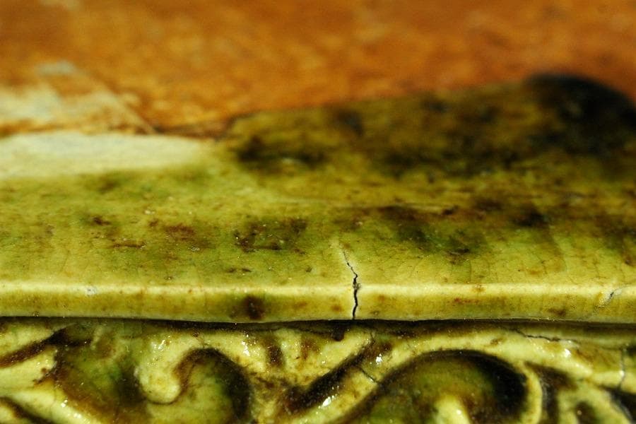 茶道具 織部 敷き瓦 時代(K-YC723)