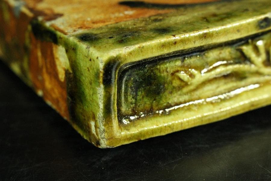 茶道具 織部 敷き瓦 時代(K-YC723)