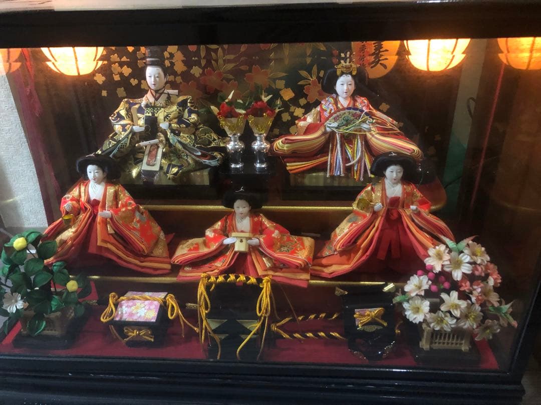 ひな人形 親王飾り 三人官女 ガラスケース