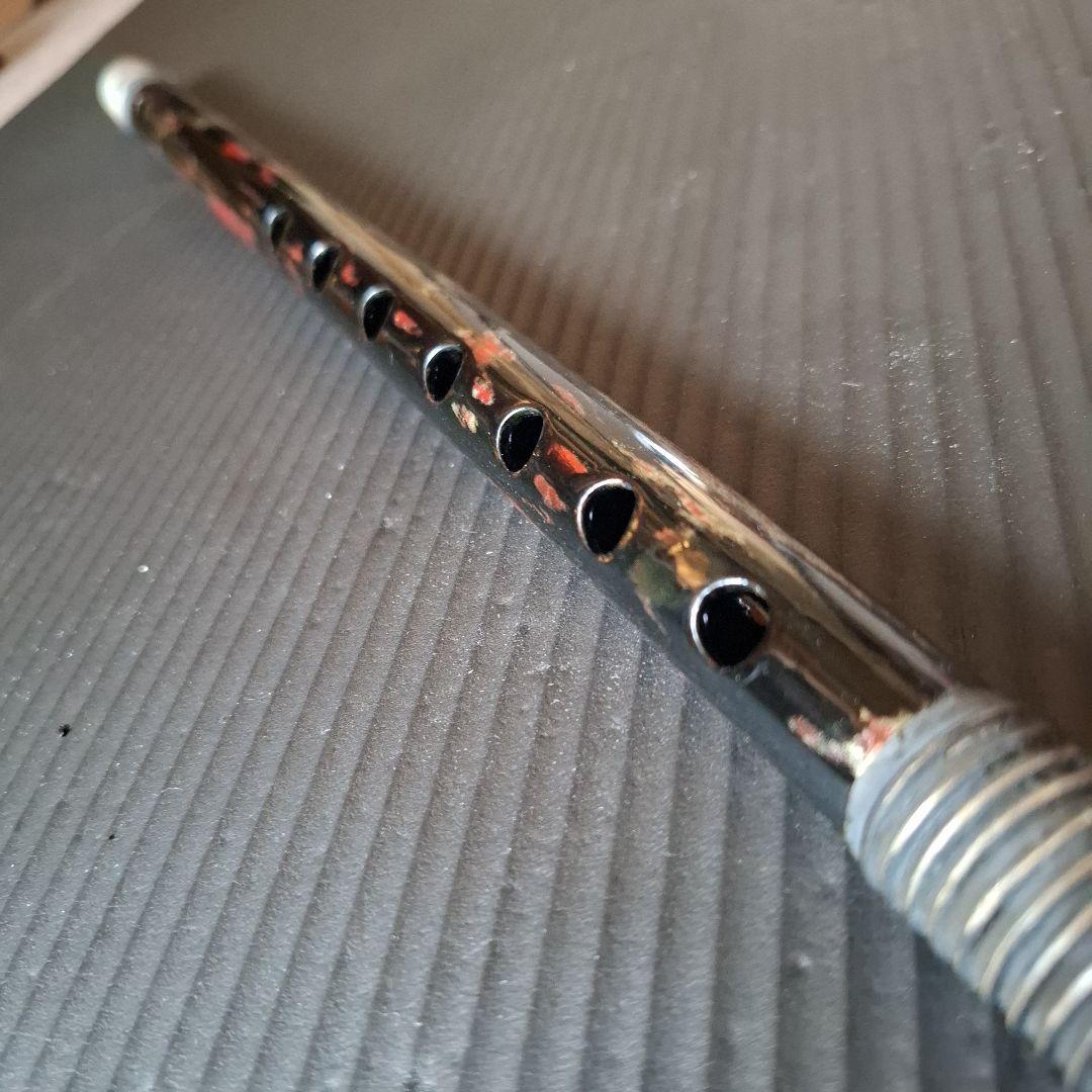 篠笛 古典調　五本調子　７穴 銀/黒/赤　天地籐巻き　鉄管仕様