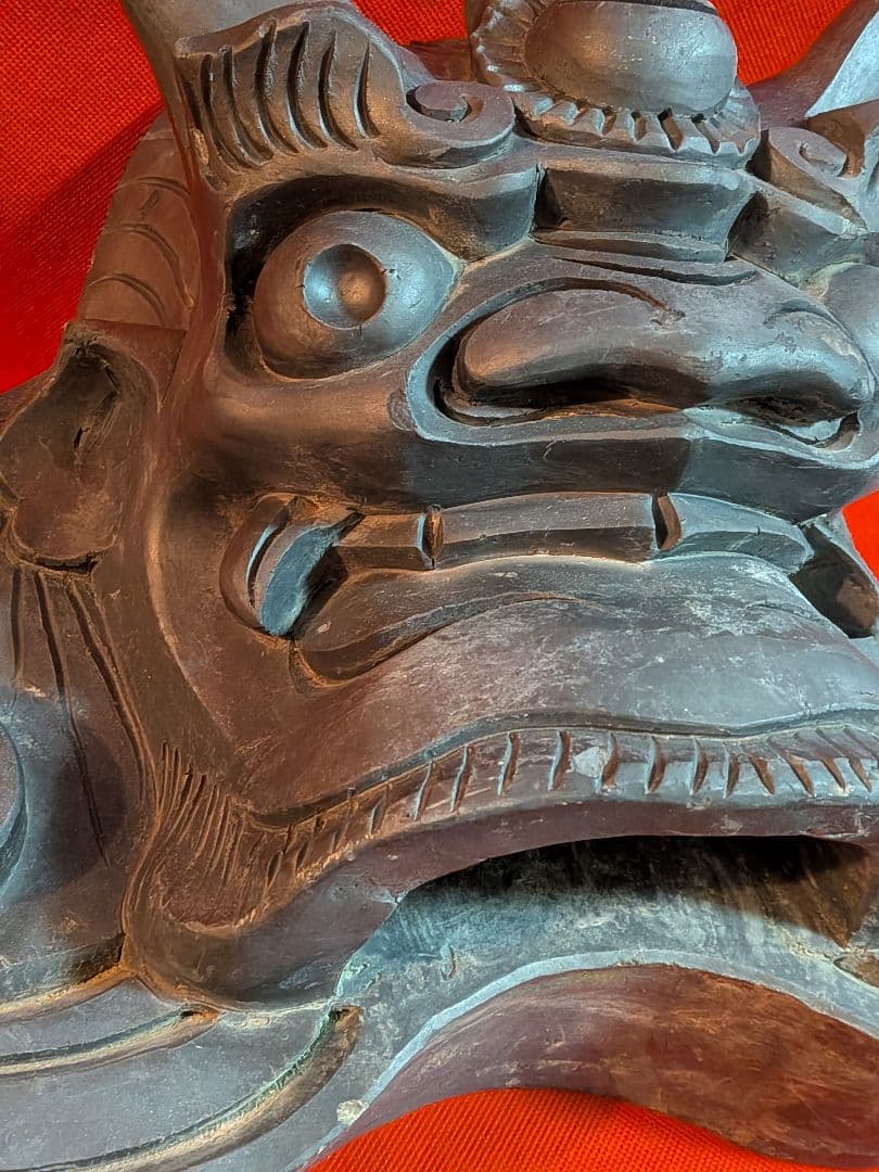 江戸時代後期幕末頃魔除け鬼師造り横幅４４センチ重量９キロ㌘凄まじい迫力古瓦当時物