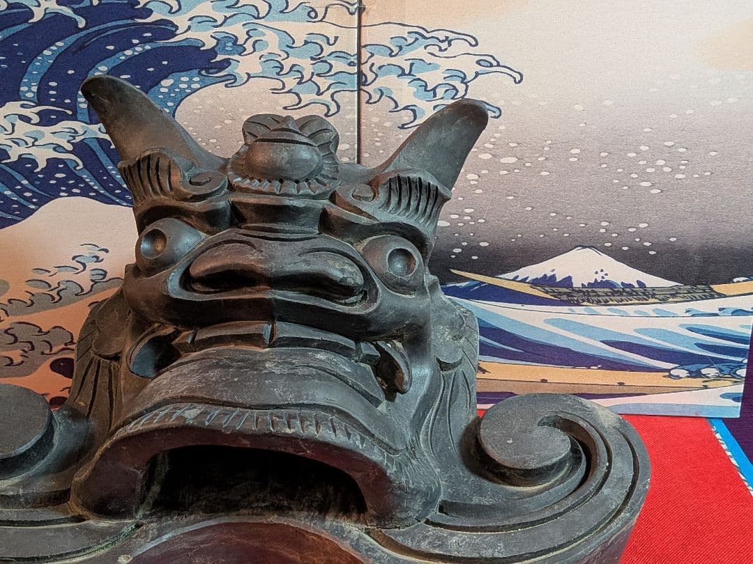 江戸時代後期幕末頃魔除け鬼師造り横幅４４センチ重量９キロ㌘凄まじい迫力古瓦当時物