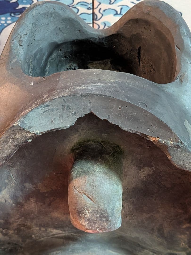 江戸時代後期幕末頃魔除け鬼師造り横幅４４センチ重量９キロ㌘凄まじい迫力古瓦当時物
