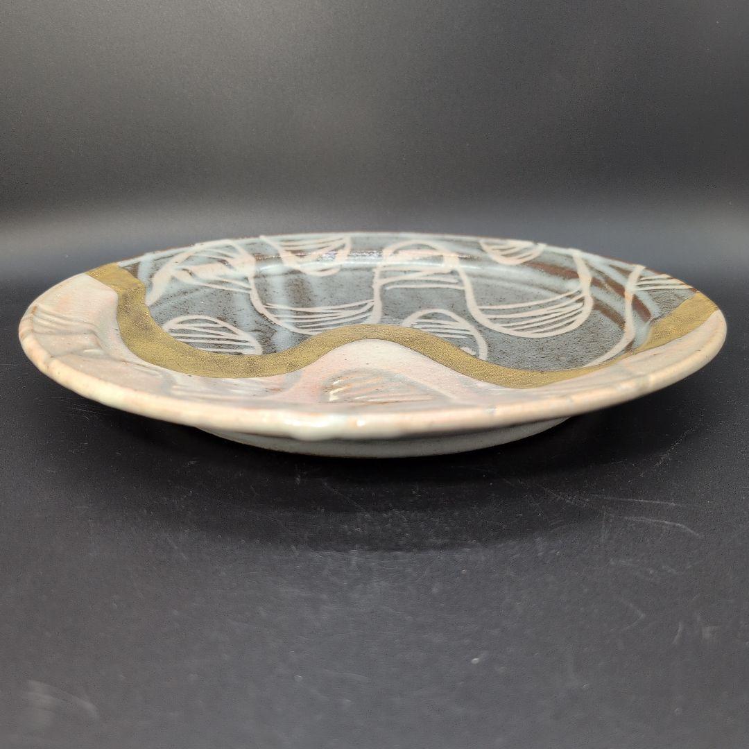 【未使用品】綺麗な 金彩付文 大皿 美濃焼 安藤日出武 窯 飾り皿