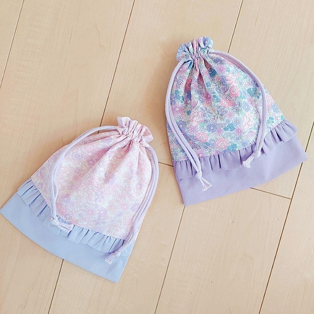 ハンドメイド ランチョンマット 給食袋 女の子 花 いちご リボン 40×45