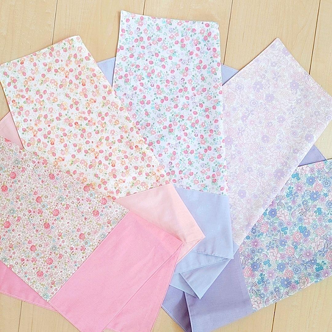 ハンドメイド ランチョンマット 給食袋 女の子 花 いちご リボン 40×45