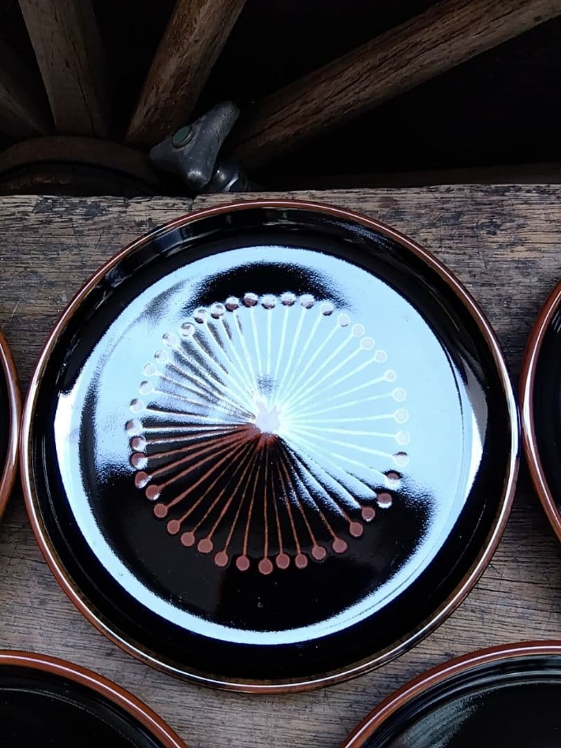 値下げ！【希少】白山陶器 花天目 5号皿 5枚set　森正洋　 黒釉 菓子皿