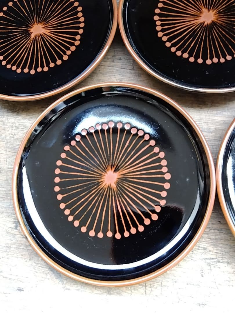 値下げ！【希少】白山陶器 花天目 5号皿 5枚set　森正洋　 黒釉 菓子皿