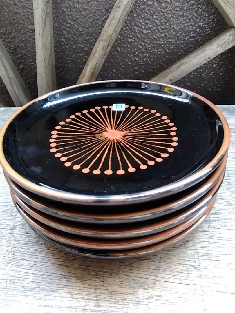 値下げ！【希少】白山陶器 花天目 5号皿 5枚set　森正洋　 黒釉 菓子皿