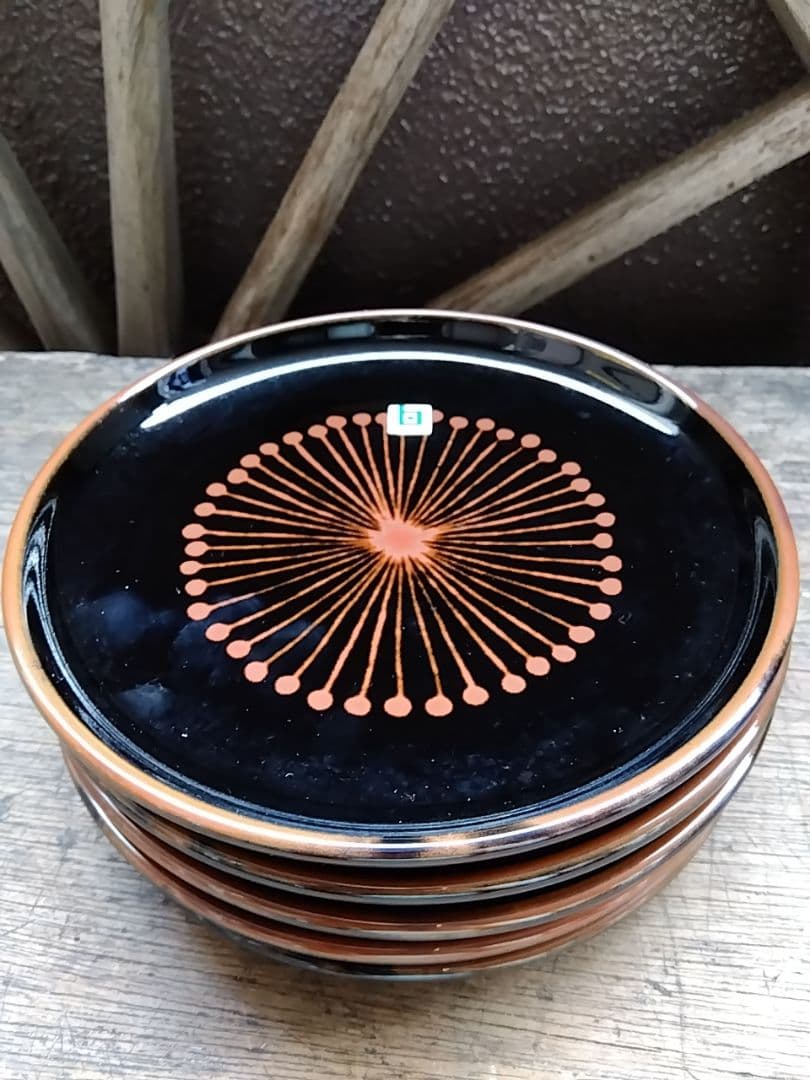 値下げ！【希少】白山陶器 花天目 5号皿 5枚set　森正洋　 黒釉 菓子皿