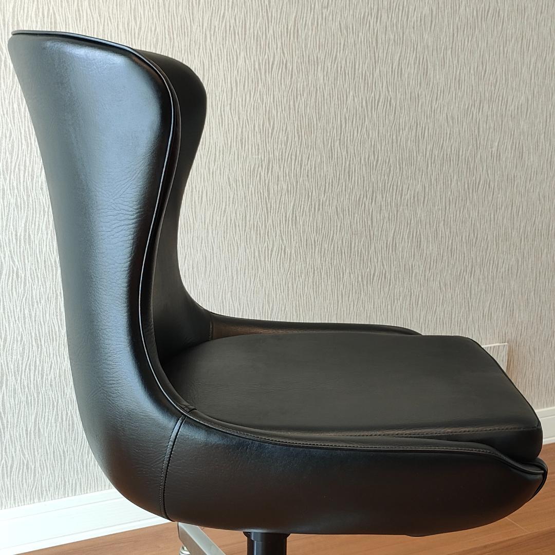 1970年代　ヴィンテージ　レザー　ブラック　デスクチェア　回転　昇降