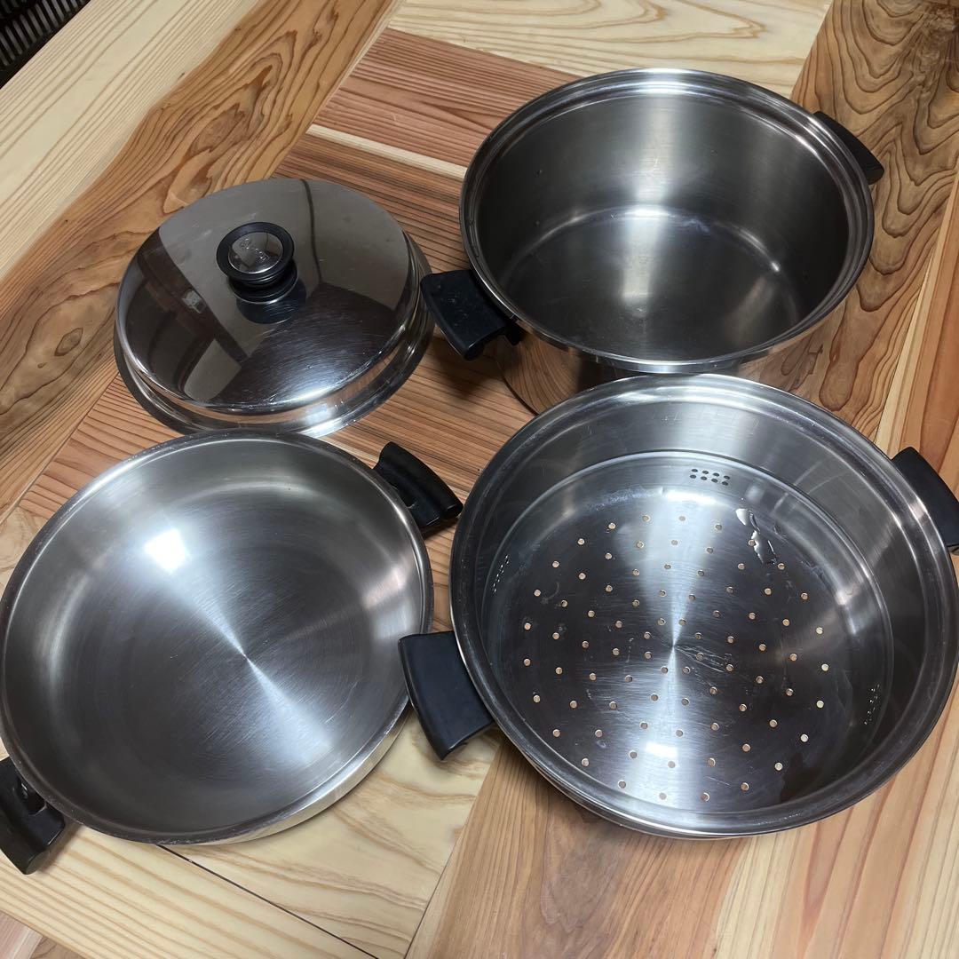 アムウェイクイーン　ステンレス蒸し器鍋セット