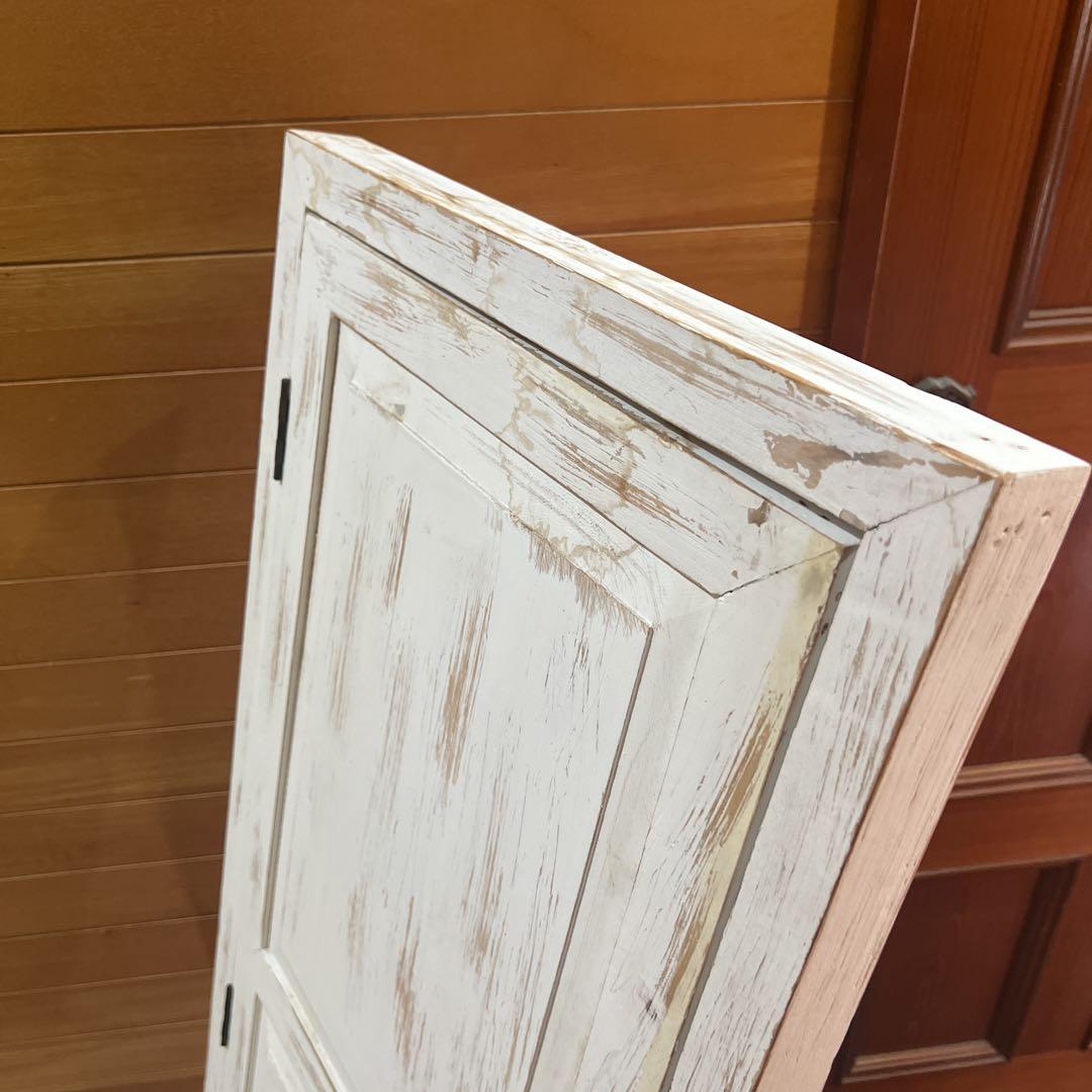 KIKUホワイト アンティーク風 スタンドミラー ドアミラー 木製 姿見