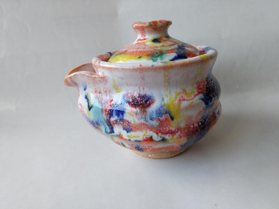 希少品 現代アート 萩碗 宝瓶 関大安 作 共箱 煎茶道具 玉露 かぶせ茶 新品