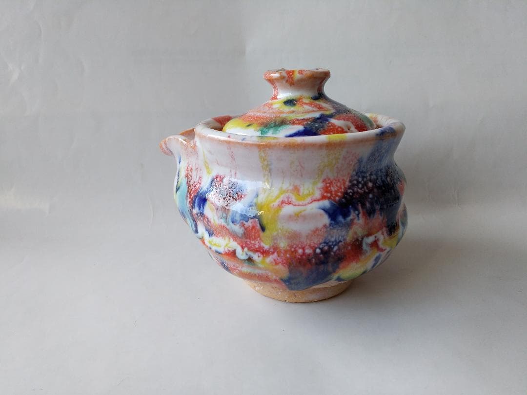 希少品 現代アート 萩碗 宝瓶 関大安 作 共箱 煎茶道具 玉露 かぶせ茶 新品