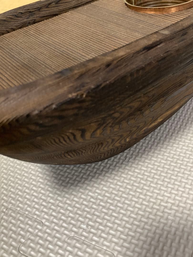 屋久杉 池坊 生花 木製ボート型花器 ダークブラウン