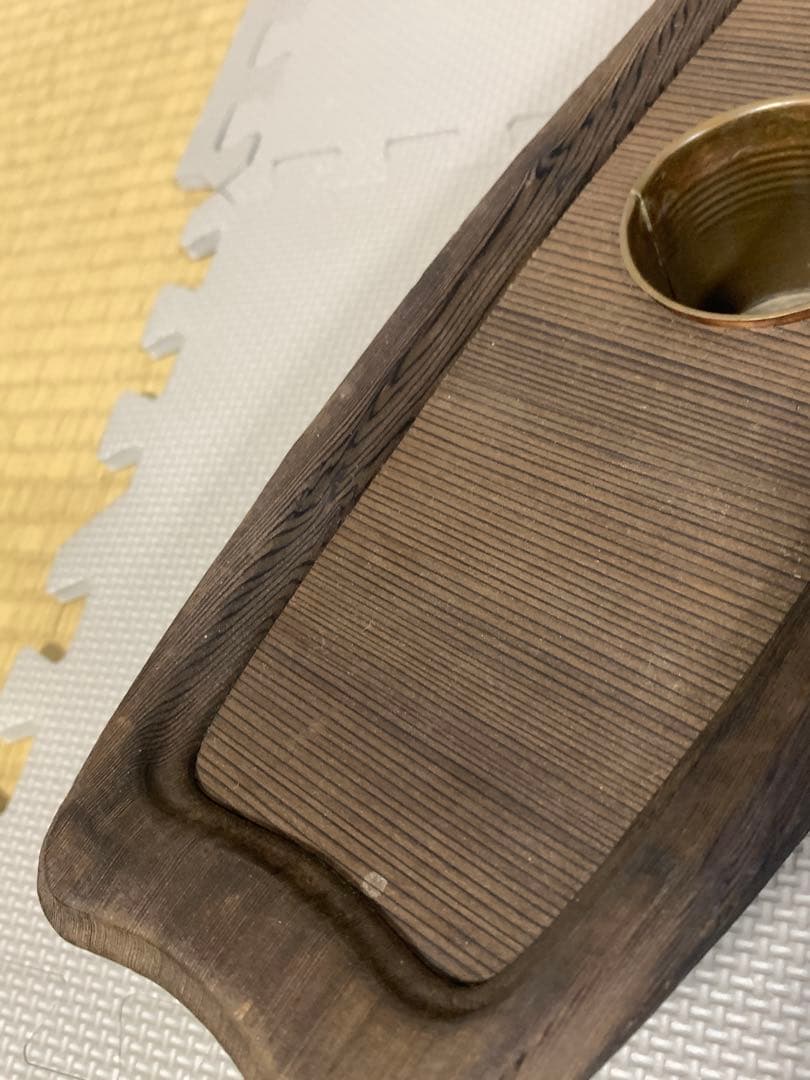 屋久杉 池坊 生花 木製ボート型花器 ダークブラウン