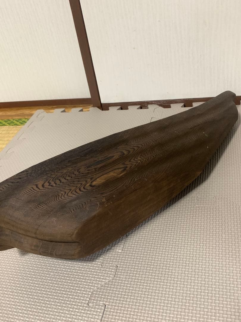 屋久杉 池坊 生花 木製ボート型花器 ダークブラウン