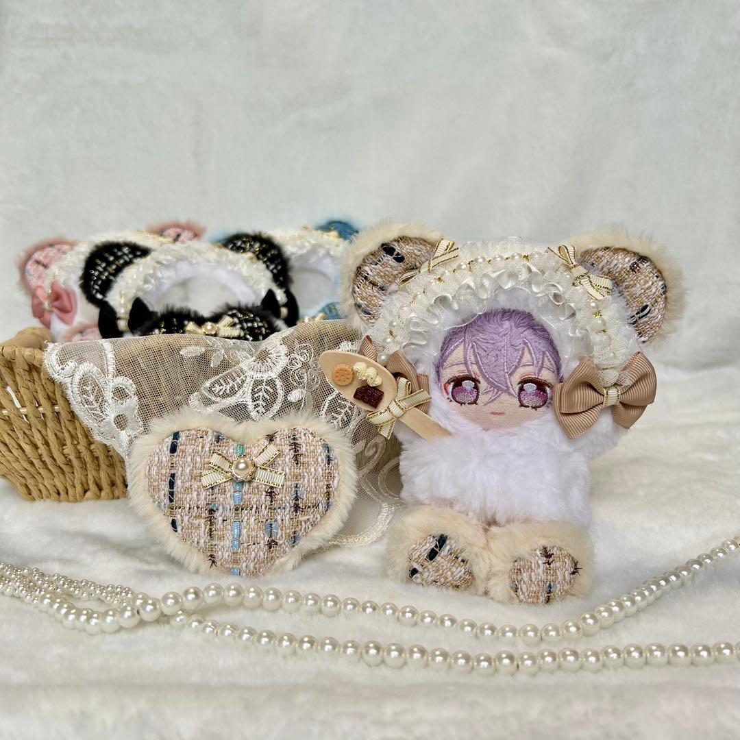 持てるよ くまさん.12〜14cm/ツイード ベージュ❤︎おすわりぬい服 着ぐるみ