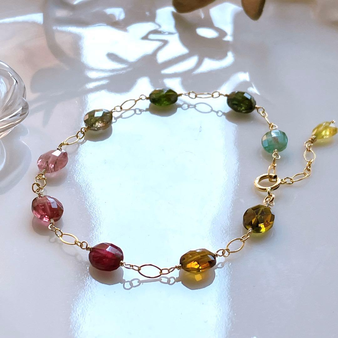 mn◆マルチカラートルマリンブレスレット✧14kgf