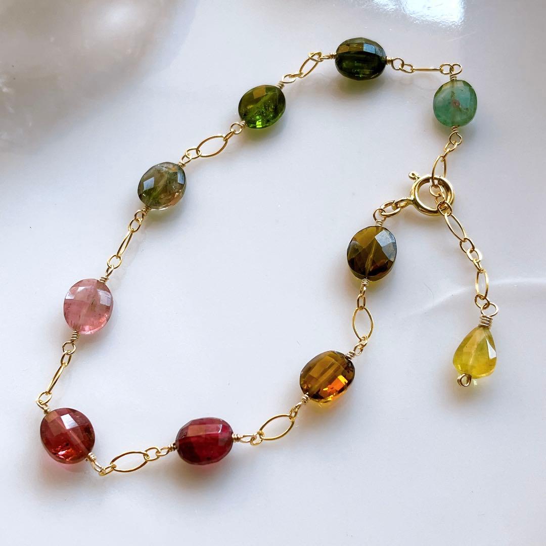 mn◆マルチカラートルマリンブレスレット✧14kgf