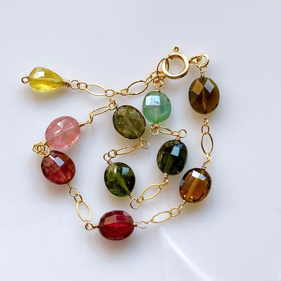 mn◆マルチカラートルマリンブレスレット✧14kgf