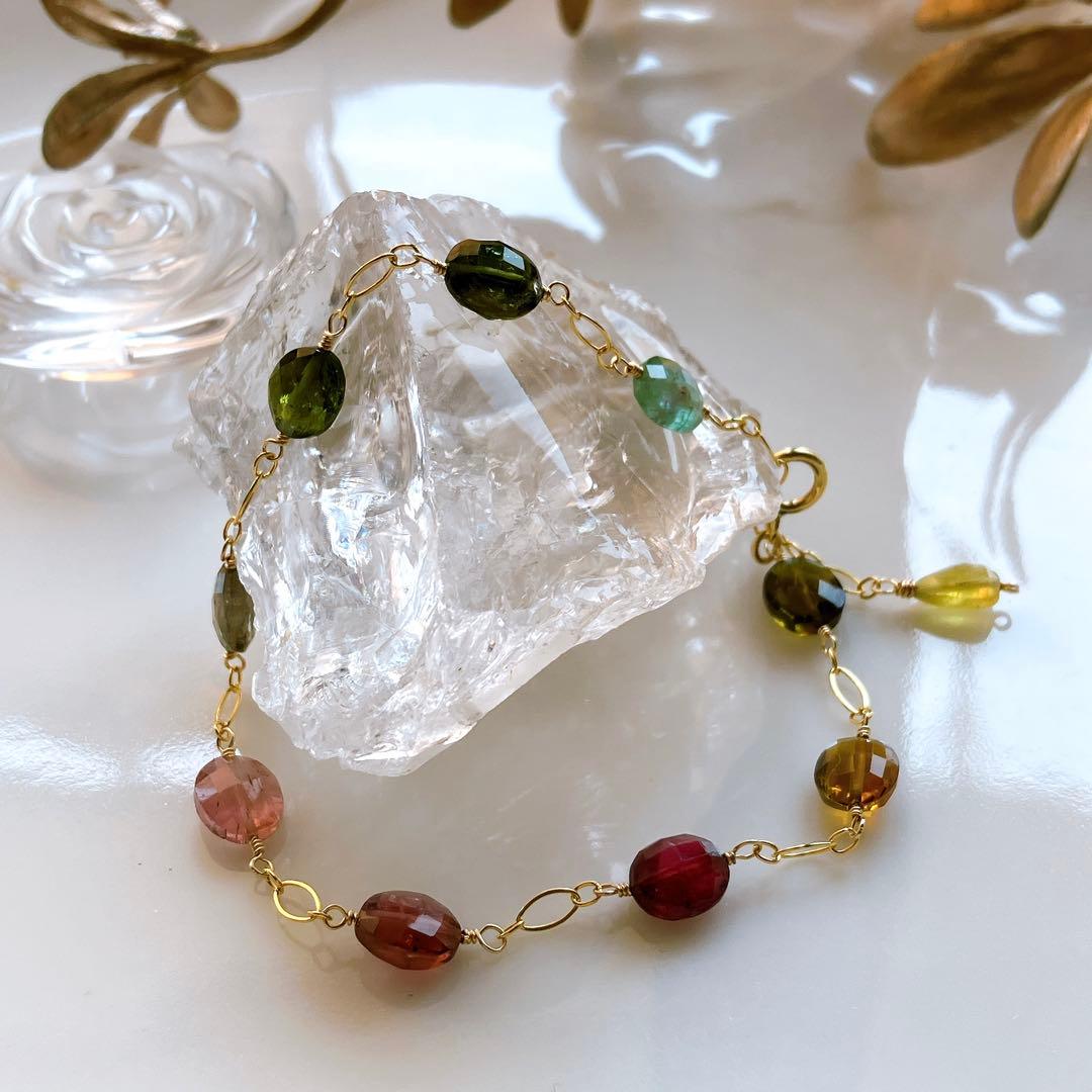 mn◆マルチカラートルマリンブレスレット✧14kgf