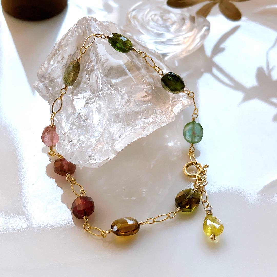 mn◆マルチカラートルマリンブレスレット✧14kgf