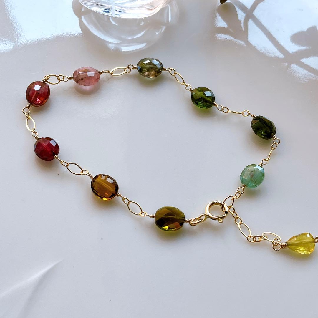 mn◆マルチカラートルマリンブレスレット✧14kgf