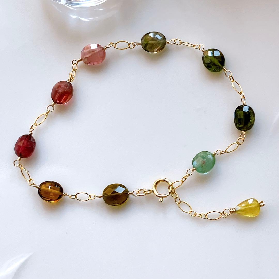 mn◆マルチカラートルマリンブレスレット✧14kgf