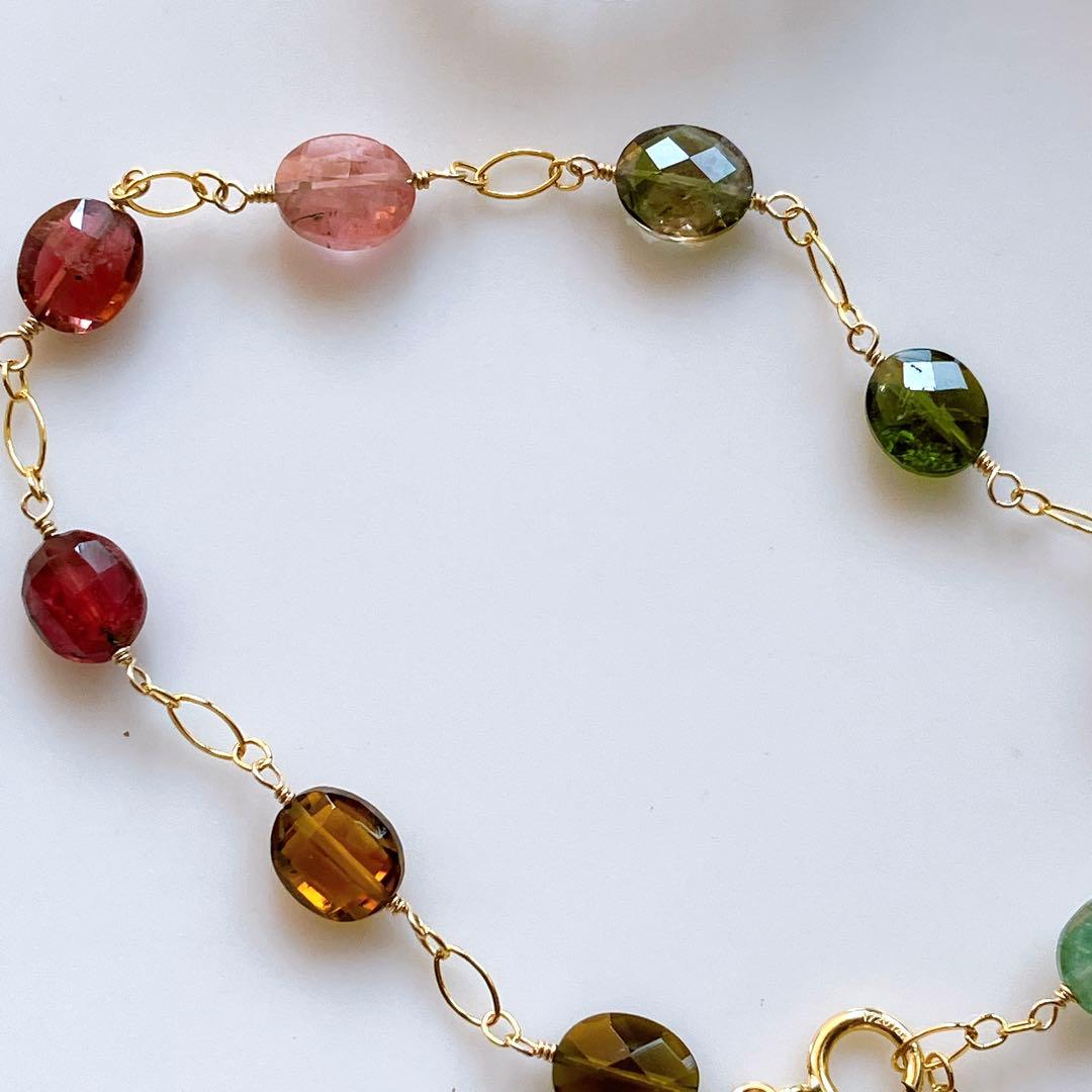 mn◆マルチカラートルマリンブレスレット✧14kgf
