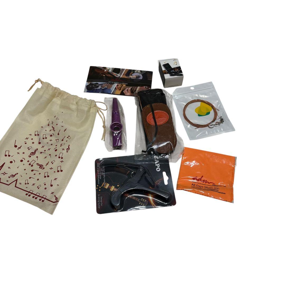 ADM アコースティックギター 初心者セット 38インチ ケース付 弦 ピック付