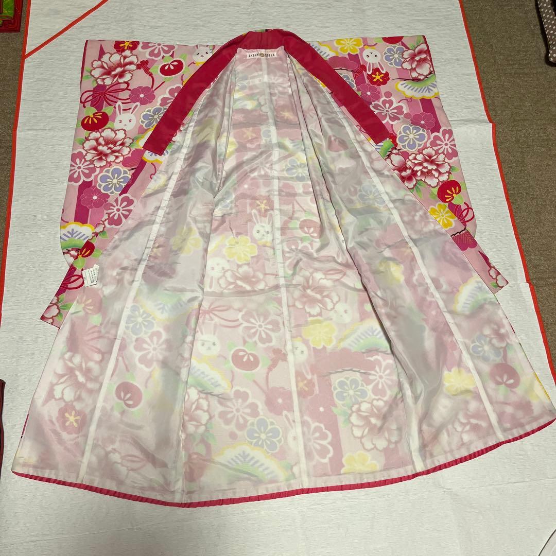 【JAPAN STYLE 3歳　七五三着物・作り帯・長襦袢・小物セット】計8点