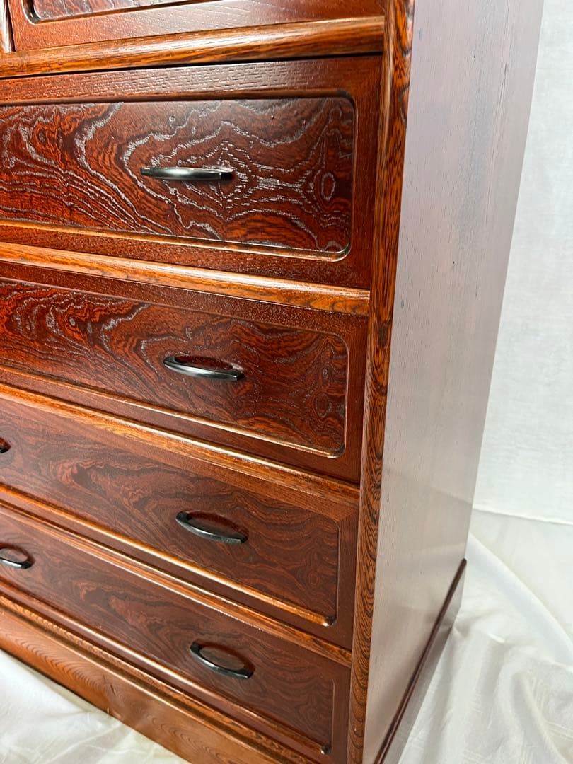 【アンティーク】総欅 無垢材 木製 小箪笥 6杯 小引出し 和箪笥 昭和レトロ