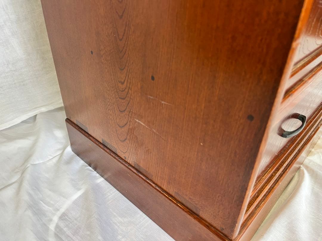 【アンティーク】総欅 無垢材 木製 小箪笥 6杯 小引出し 和箪笥 昭和レトロ