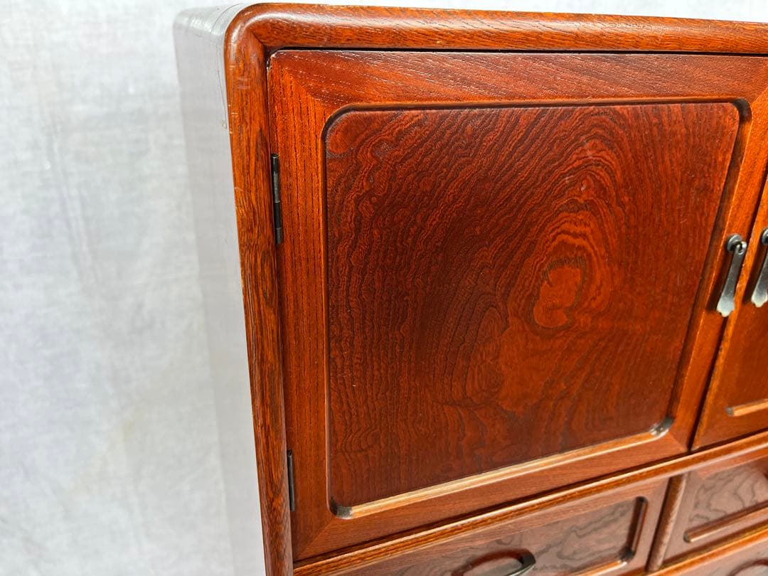 【アンティーク】総欅 無垢材 木製 小箪笥 6杯 小引出し 和箪笥 昭和レトロ