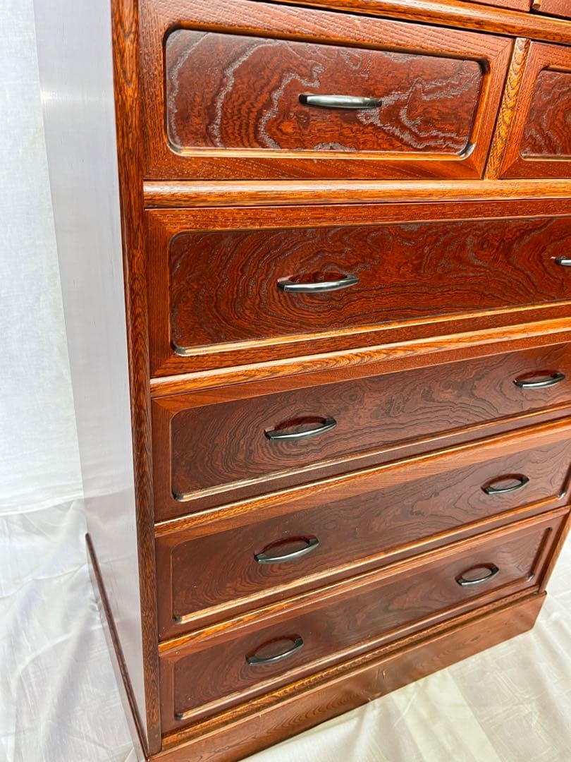 【アンティーク】総欅 無垢材 木製 小箪笥 6杯 小引出し 和箪笥 昭和レトロ